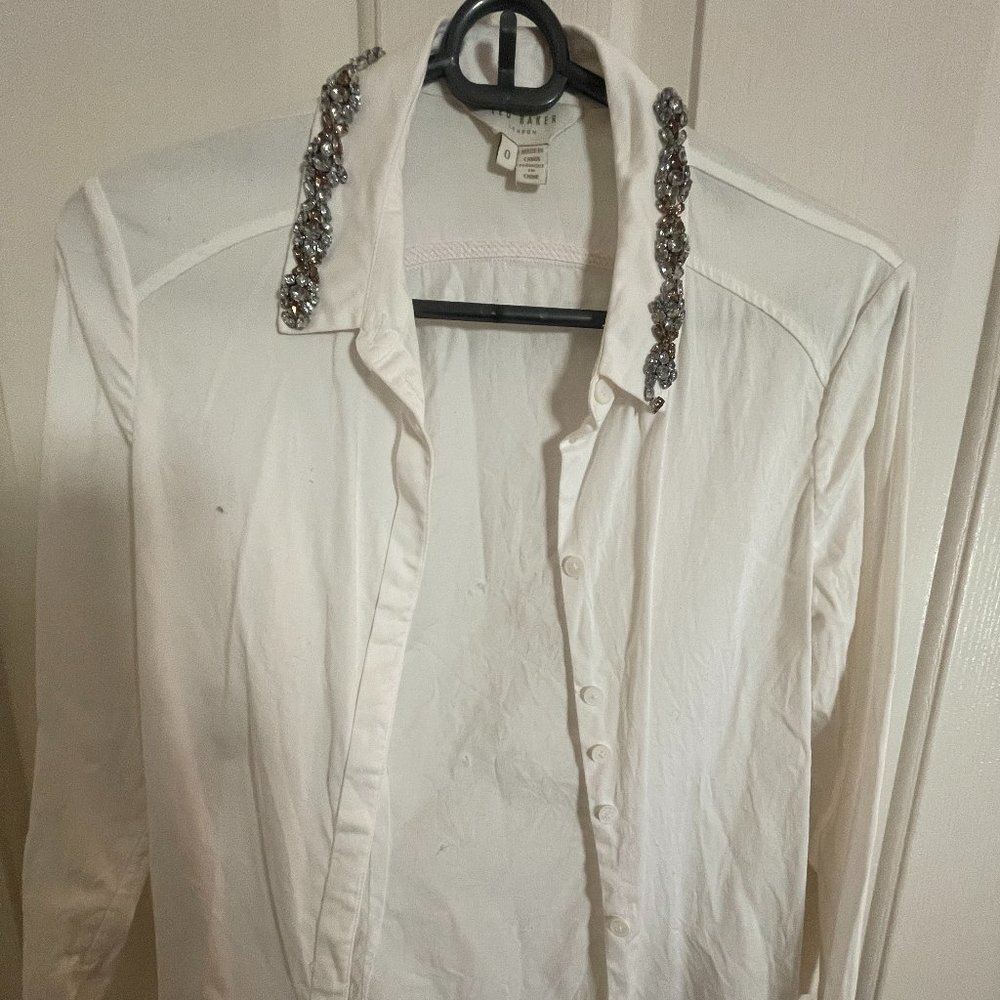 Ted Baker Top Jeweled Collar Size 0